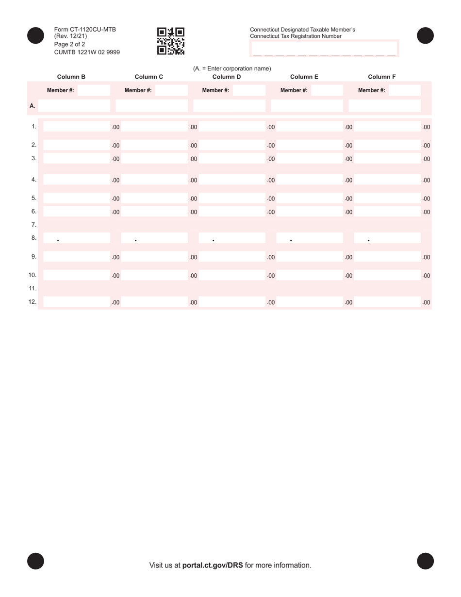 Form CT-1120CU-MTB Tax on Combined Group Minimum Tax Base - Connecticut, Page 2