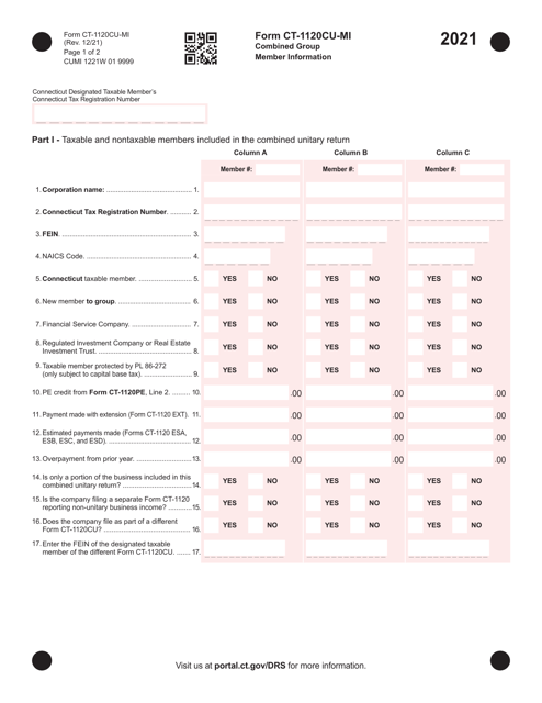 Form CT-1120CU-MI 2021 Printable Pdf