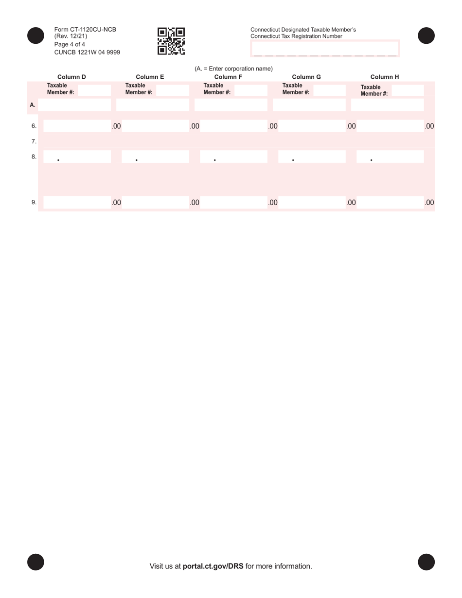 Form CT-1120CU-NCB Nexus Combined Base Tax Calculation - Connecticut, Page 4