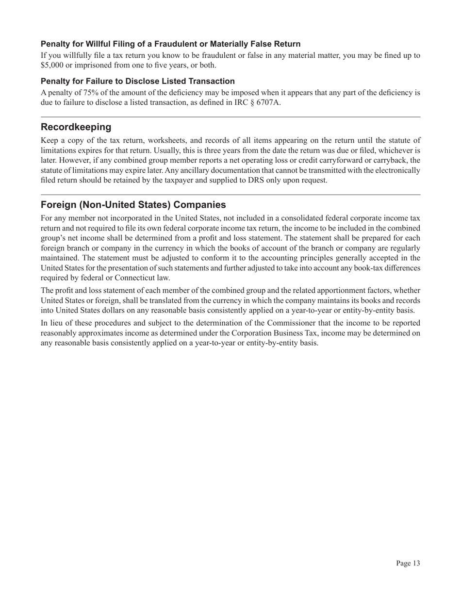 Instructions for Form CT-1120CU, CT-1120CU-MI, CT-1120CU-NI, CT-1120CU-MTB, CT-1120A-CU, CT-1120CU-NCB - Connecticut, Page 13