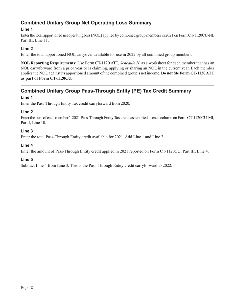 Instructions for Form CT-1120CU, CT-1120CU-MI, CT-1120CU-NI, CT-1120CU-MTB, CT-1120A-CU, CT-1120CU-NCB - Connecticut, Page 18