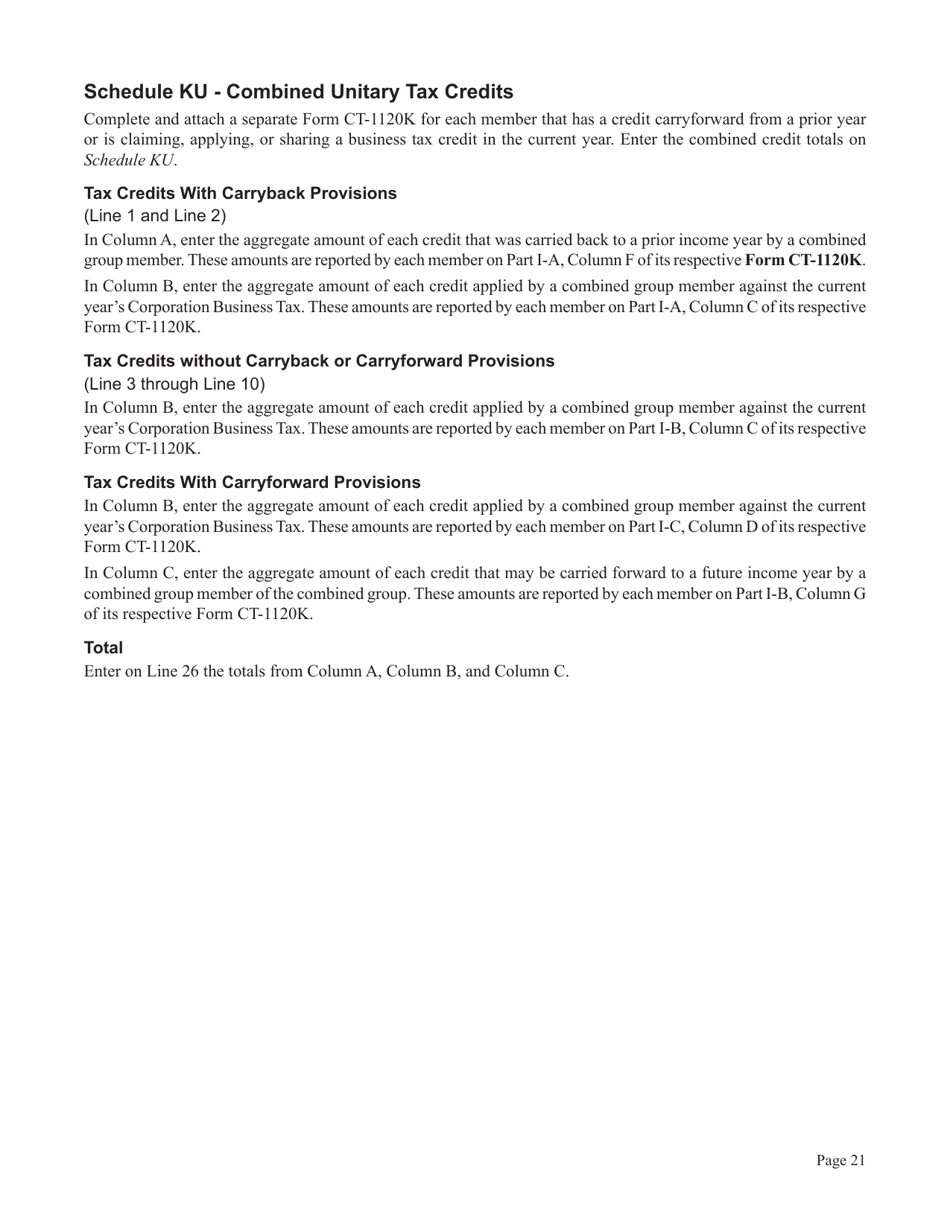 Instructions for Form CT-1120CU, CT-1120CU-MI, CT-1120CU-NI, CT-1120CU-MTB, CT-1120A-CU, CT-1120CU-NCB - Connecticut, Page 21