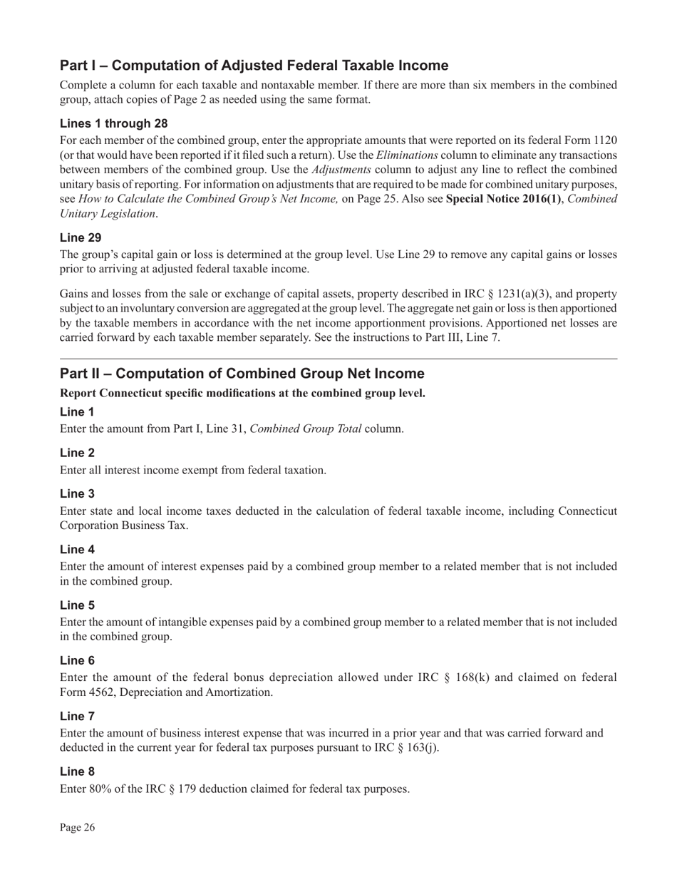 Instructions for Form CT-1120CU, CT-1120CU-MI, CT-1120CU-NI, CT-1120CU-MTB, CT-1120A-CU, CT-1120CU-NCB - Connecticut, Page 26