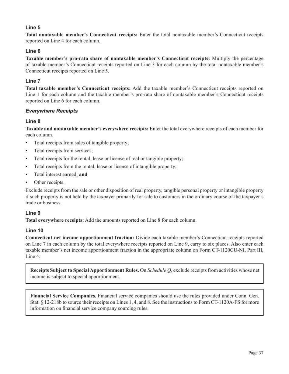 Instructions for Form CT-1120CU, CT-1120CU-MI, CT-1120CU-NI, CT-1120CU-MTB, CT-1120A-CU, CT-1120CU-NCB - Connecticut, Page 37