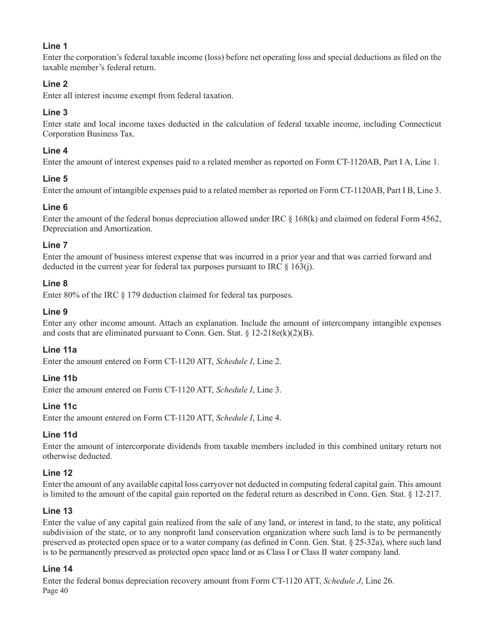 Instructions for Form CT-1120CU, CT-1120CU-MI, CT-1120CU-NI, CT-1120CU-MTB, CT-1120A-CU, CT-1120CU-NCB - Connecticut, Page 40