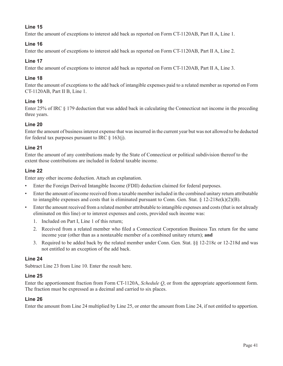 Instructions for Form CT-1120CU, CT-1120CU-MI, CT-1120CU-NI, CT-1120CU-MTB, CT-1120A-CU, CT-1120CU-NCB - Connecticut, Page 41