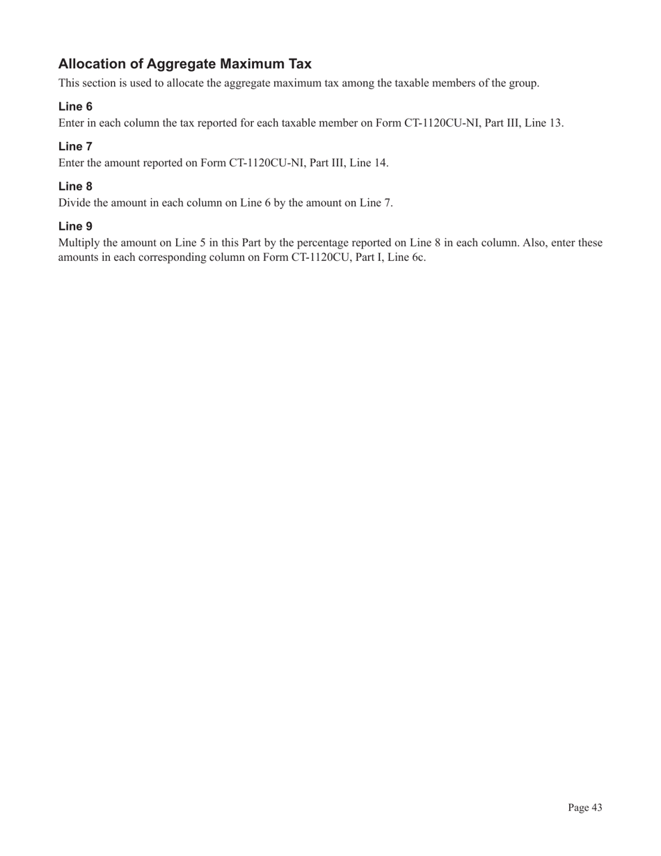 Instructions for Form CT-1120CU, CT-1120CU-MI, CT-1120CU-NI, CT-1120CU-MTB, CT-1120A-CU, CT-1120CU-NCB - Connecticut, Page 43