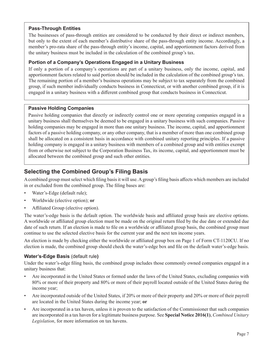 Instructions for Form CT-1120CU, CT-1120CU-MI, CT-1120CU-NI, CT-1120CU-MTB, CT-1120A-CU, CT-1120CU-NCB - Connecticut, Page 7