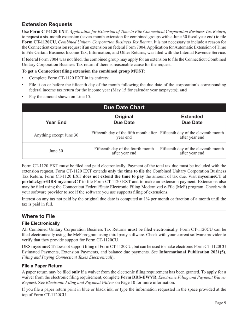 Instructions for Form CT-1120CU, CT-1120CU-MI, CT-1120CU-NI, CT-1120CU-MTB, CT-1120A-CU, CT-1120CU-NCB - Connecticut, Page 9