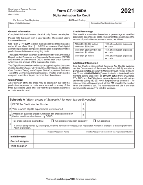 Form CT-1120DA 2021 Printable Pdf