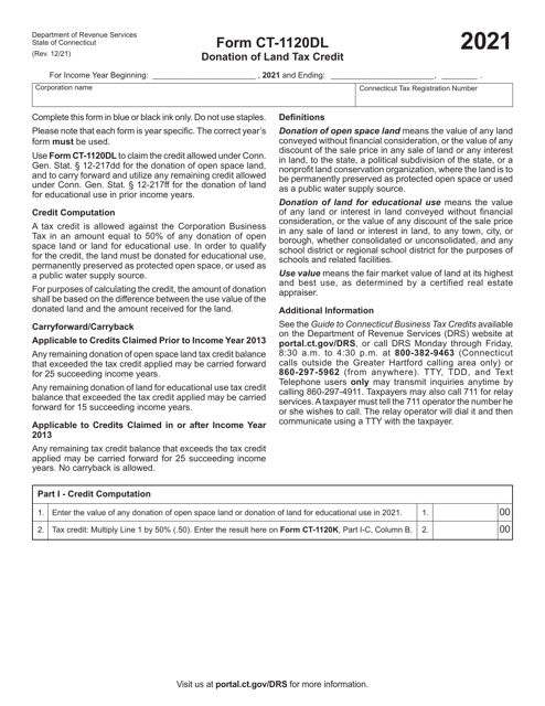 Form CT-1120DL 2021 Printable Pdf