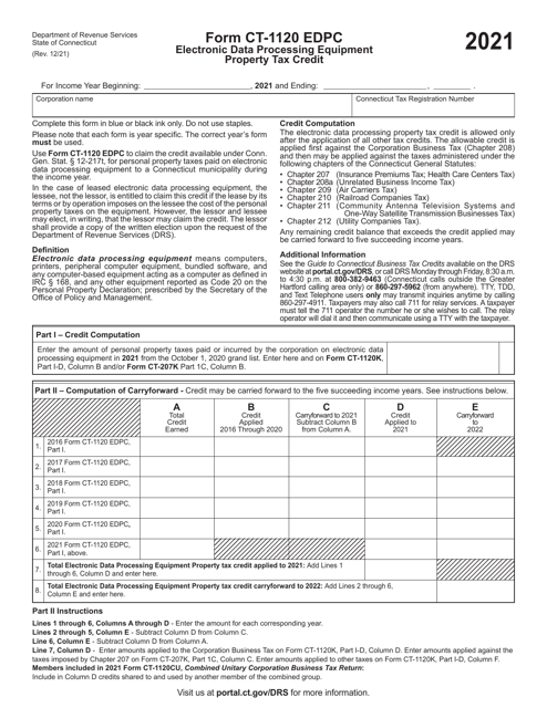 Form CT-1120 EDPC 2021 Printable Pdf