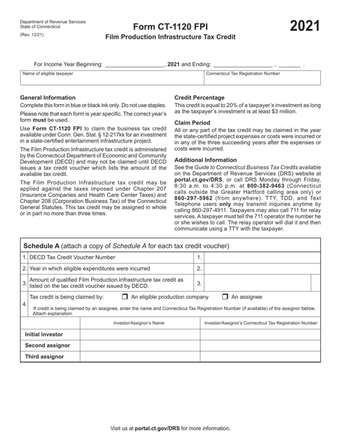 Form CT-1120 FPI 2021 Printable Pdf