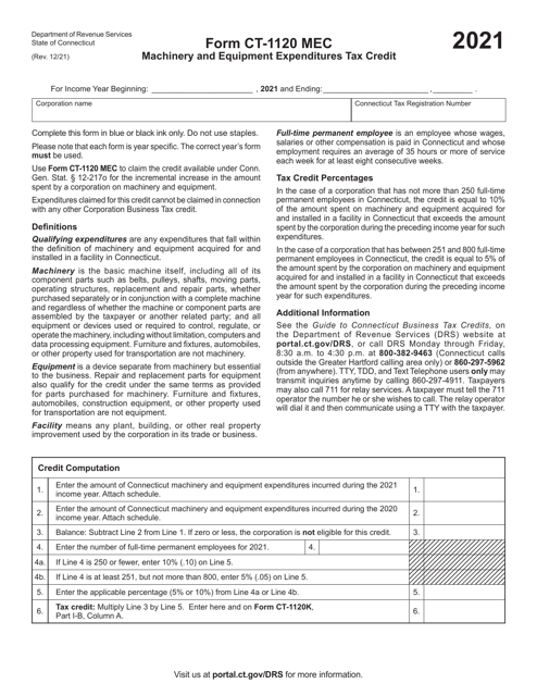 Form CT-1120 MEC 2021 Printable Pdf