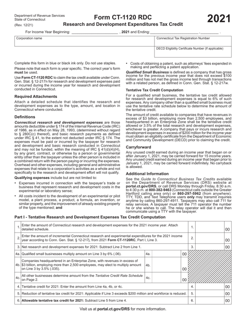 Form CT-1120 RDC 2021 Printable Pdf