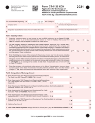 Form CT-1120 XCH Application for Exchange of Research and Development or Research and Experimental Expenditures Tax Credits by a Qualified Small Business - Connecticut