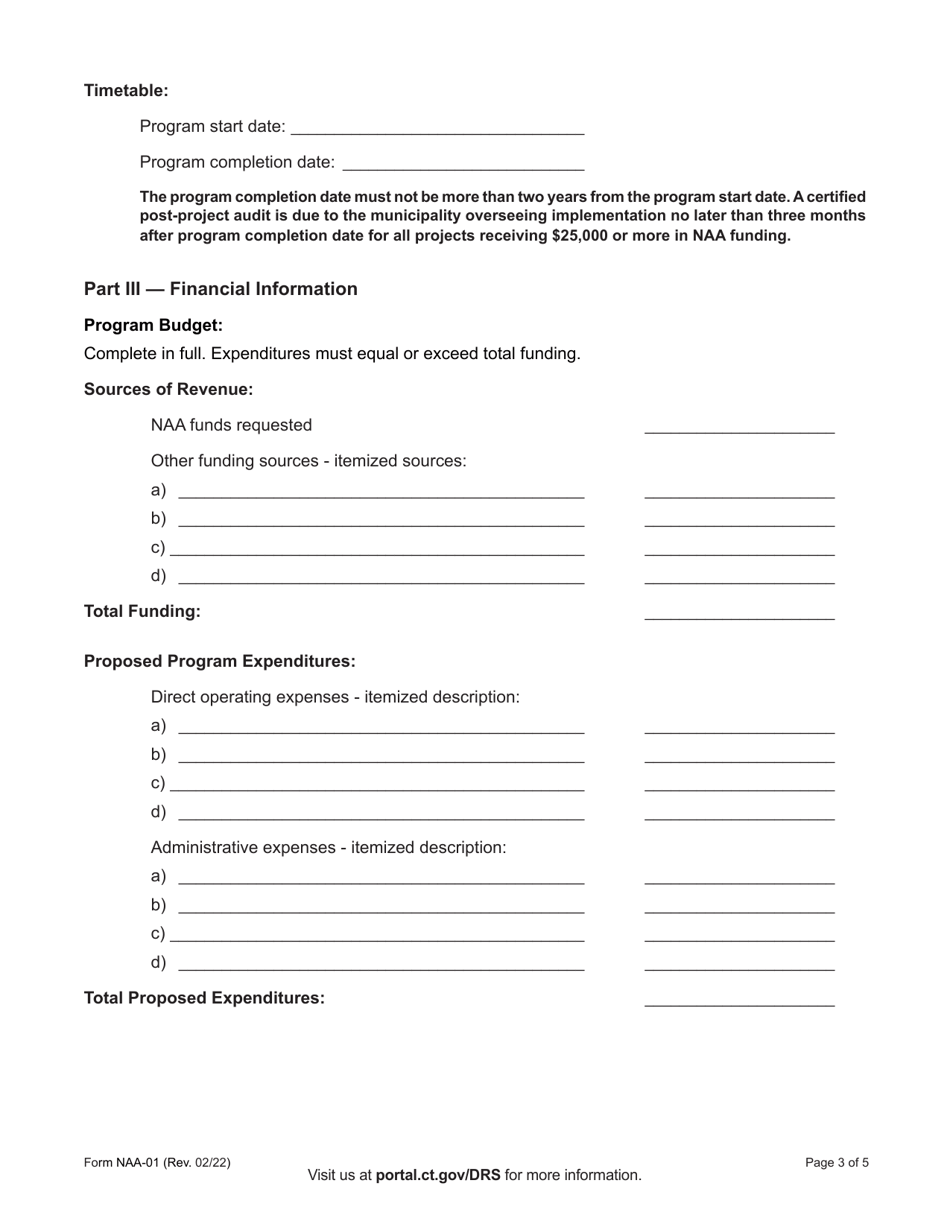 Form NAA-01 Connecticut Neighborhood Assistance Act (Naa) Program Proposal - Connecticut, Page 3