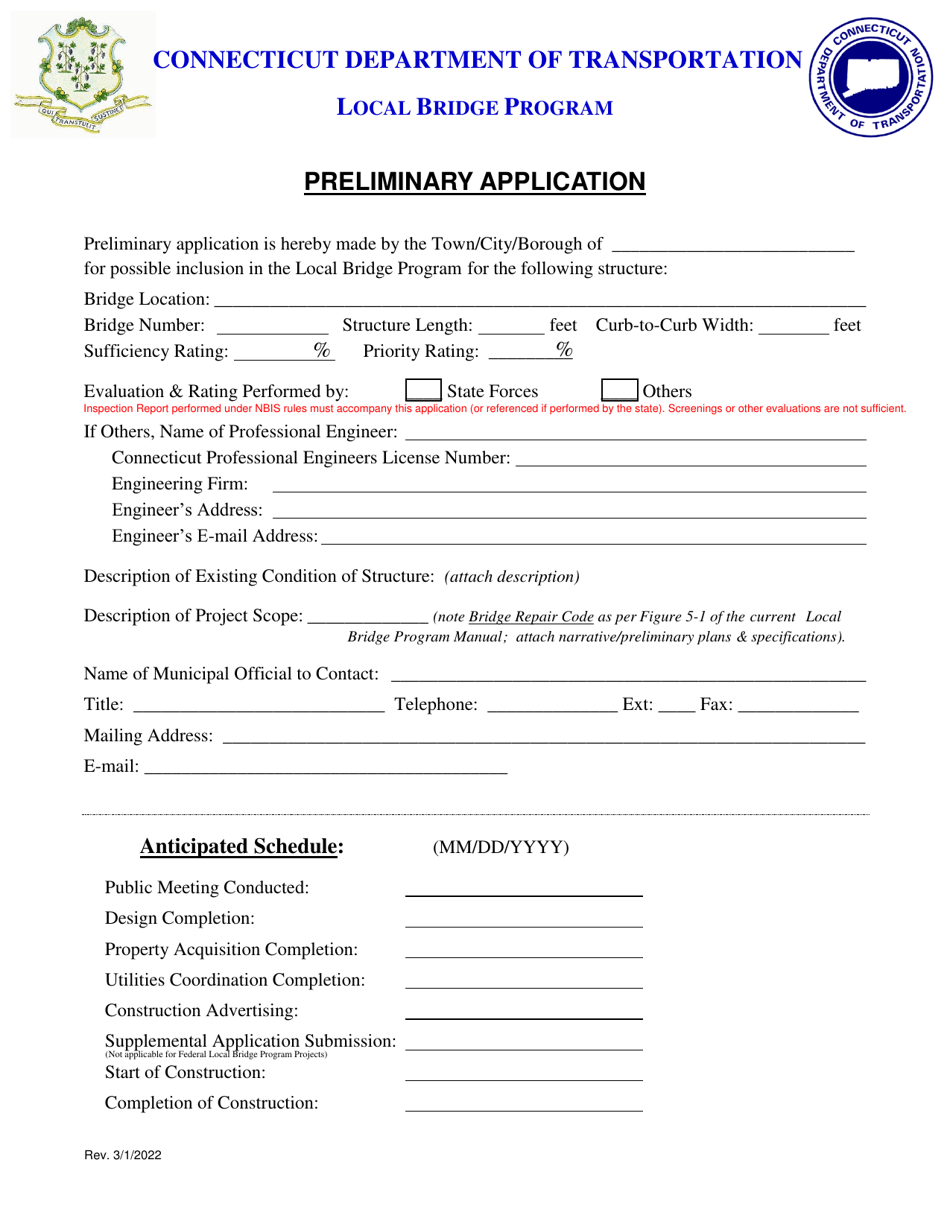 Preliminary Application - Connecticut, Page 1