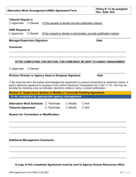 Alternative Work Arrangement Agreement (Awa) Form - Delaware, Page 3