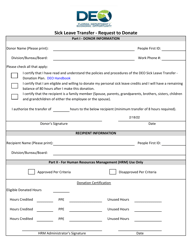 Document preview: Sick Leave Transfer - Request to Donate - Florida