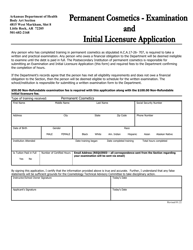 Permanent Cosmetics Examination and Initial Licensure Application - Arkansas, Page 2