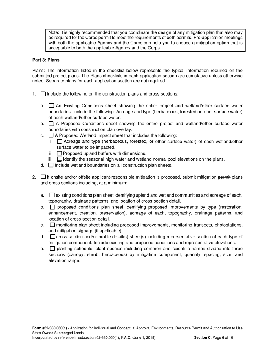 DEP Form 62-330.060(1) Section C Supplemental Information for Works or Other Activities in, on, or Over Wetlands and / or Other Surface Waters - Florida, Page 6