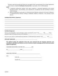 Application for Master Plumber License - Arkansas, Page 2