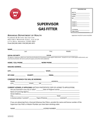 Document preview: Application for Supervisor Gas Fitter License - Arkansas