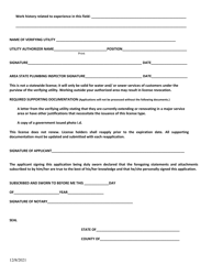 Application for Water and Sewer Service Line Installer License - Arkansas, Page 2
