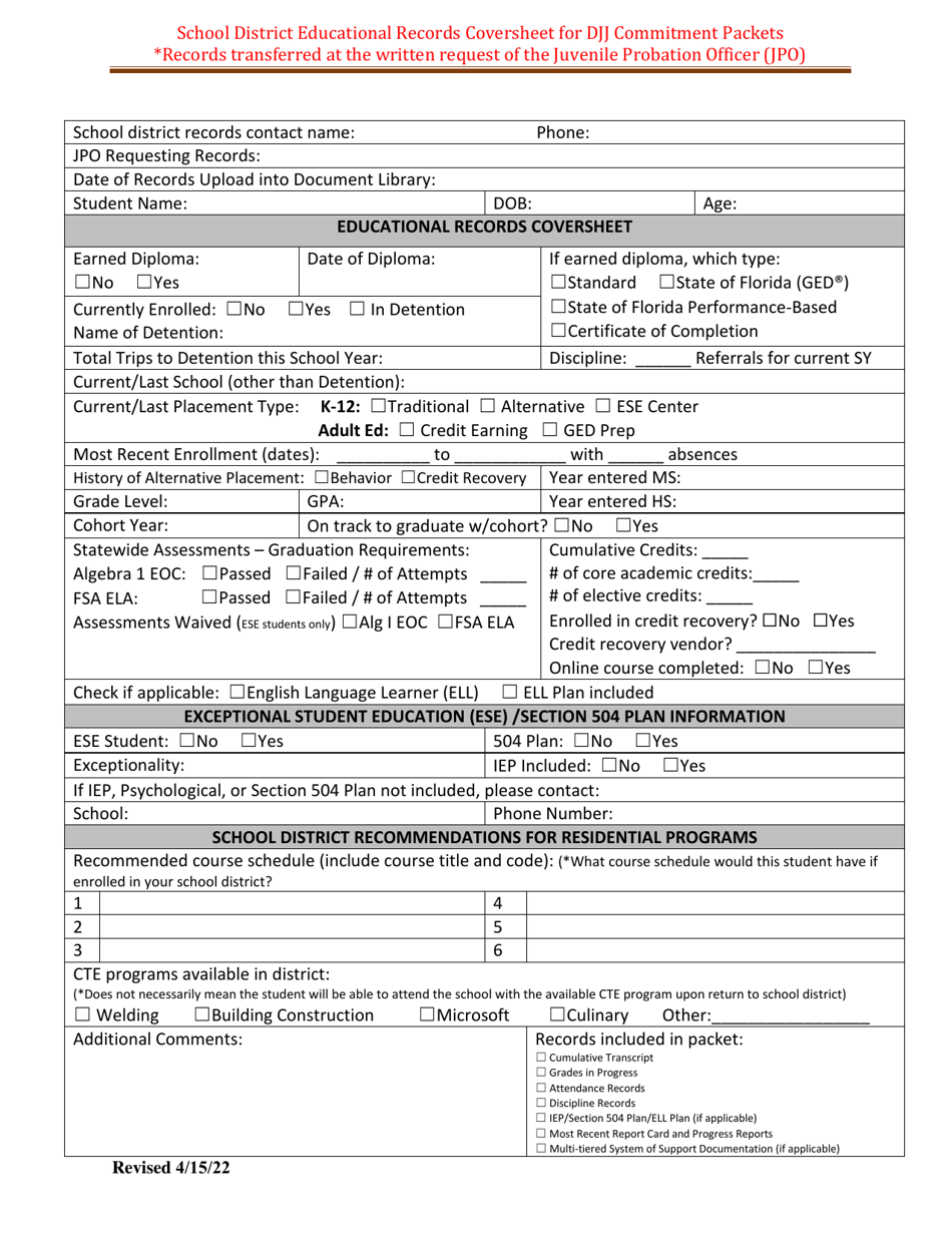 Request for Student Records - Florida, Page 2