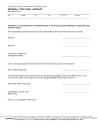 Document preview: Form RW7-20 Appraisal Title Page - Airspace - California