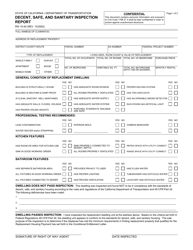 Document preview: Form RW10-40 Decent, Safe, and Sanitary Inspection Report - California