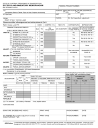 Form RW16-28 Excess Land Inventory Memorandum - California