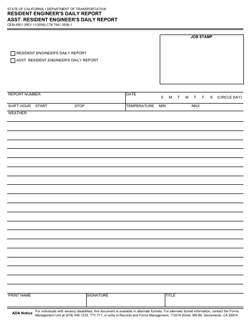 Form CEM-4501  Printable Pdf