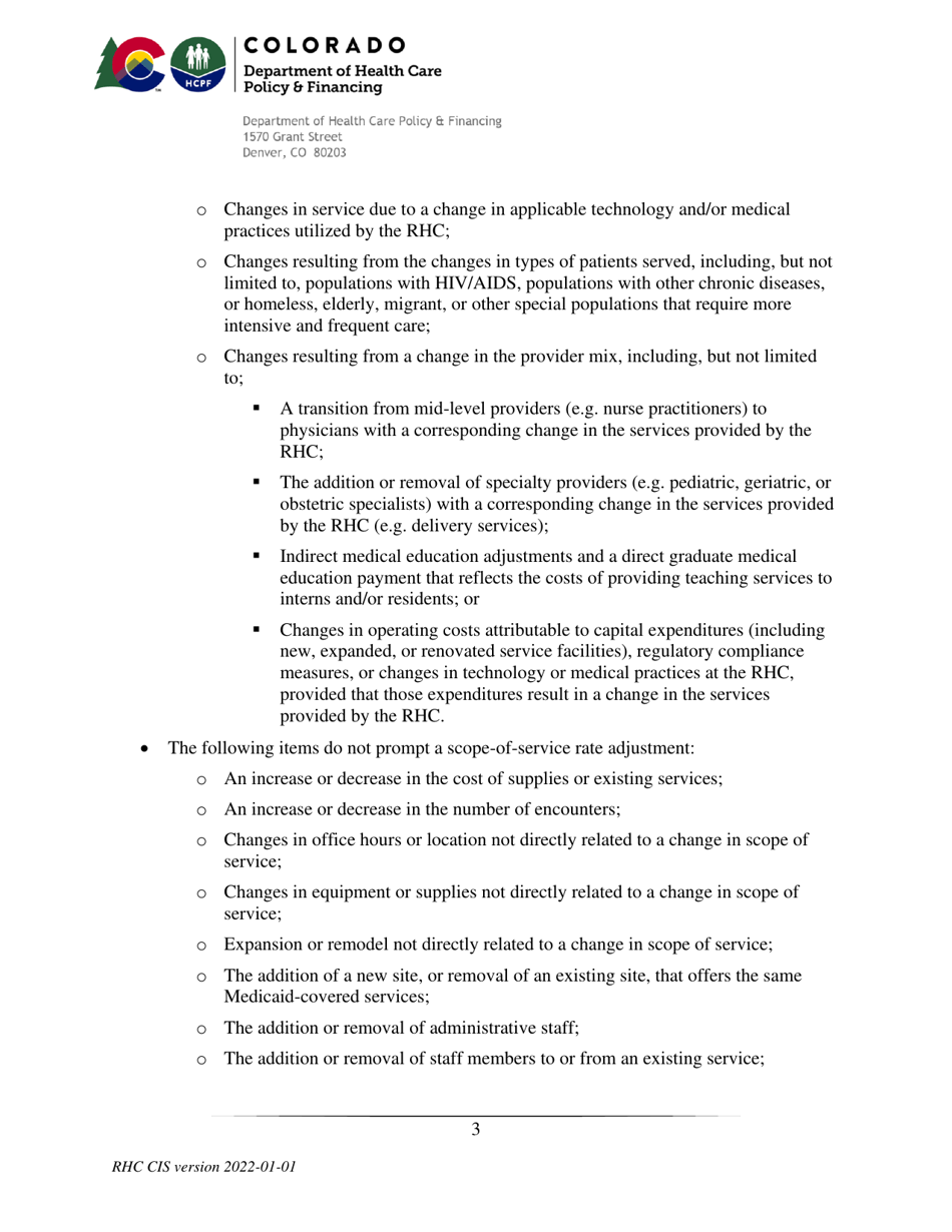 Instructions for Scope-Of-Service Rate Adjustment Application Form - Colorado, Page 3