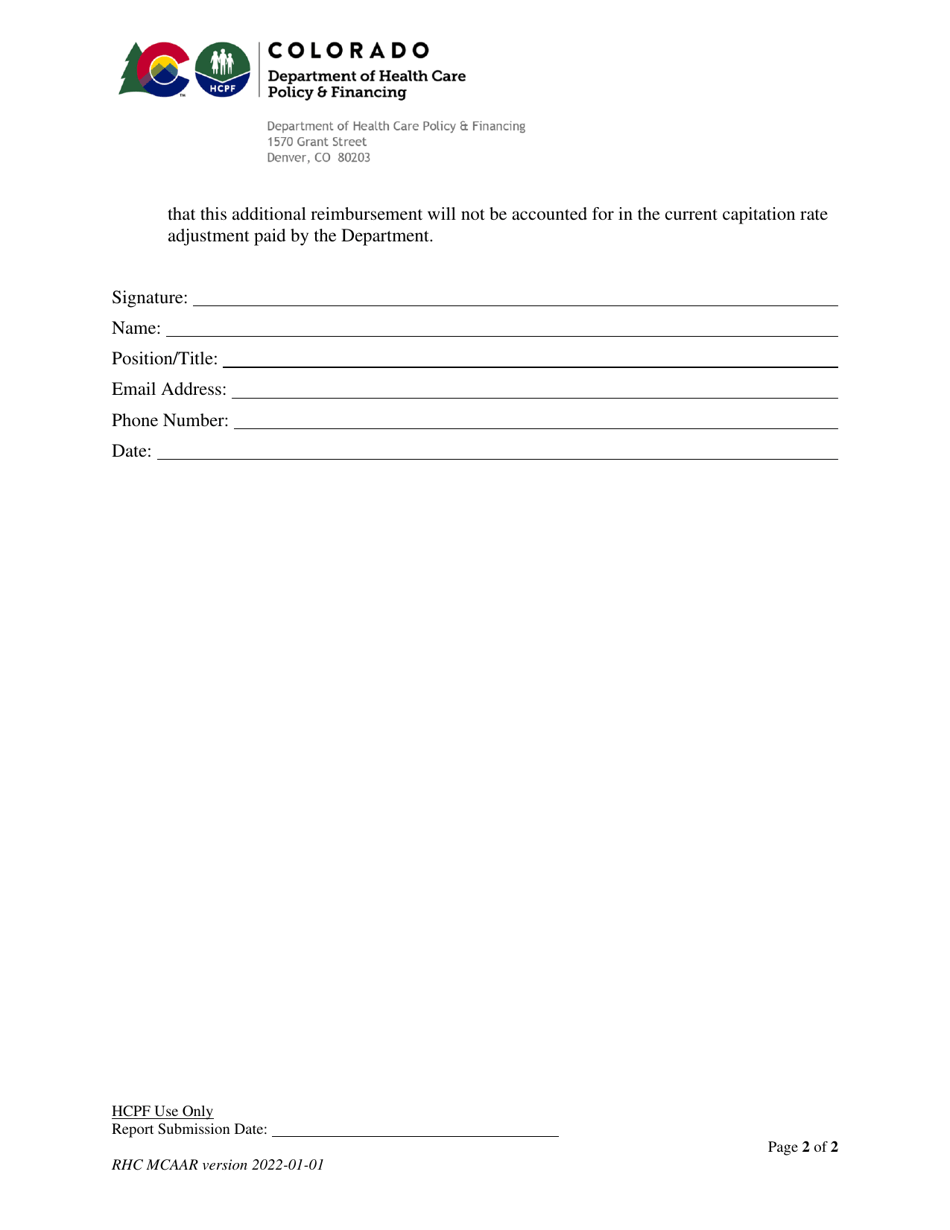 Managed Care Accuracy Audit Report Mce Attestation Statement - Rural Health Clinic - Colorado, Page 2