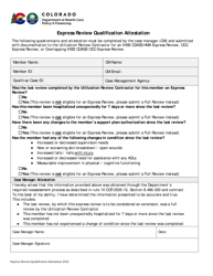 Express Review Qualification Attestation - Colorado