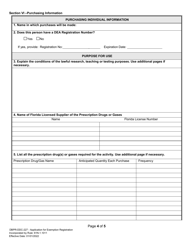 Form DBPR-DDC-227 Application for Exemption Authorization - Florida, Page 4
