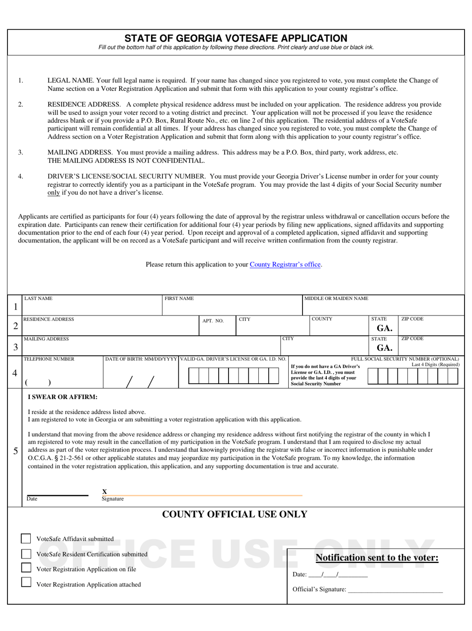 State of Georgia Votesafe Application - Georgia (United States), Page 1