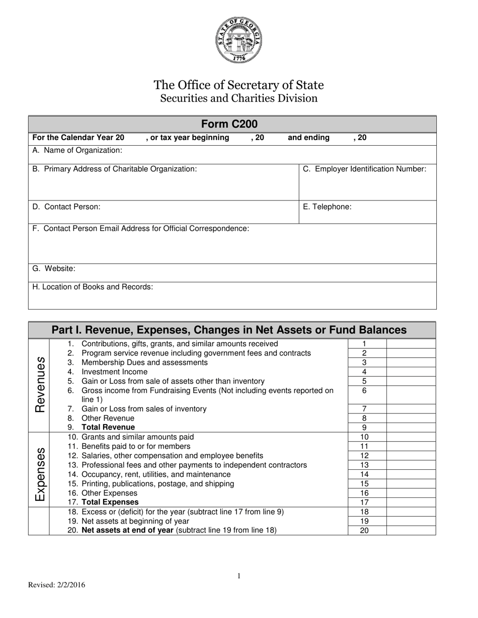 Form C200 - Georgia (United States), Page 1