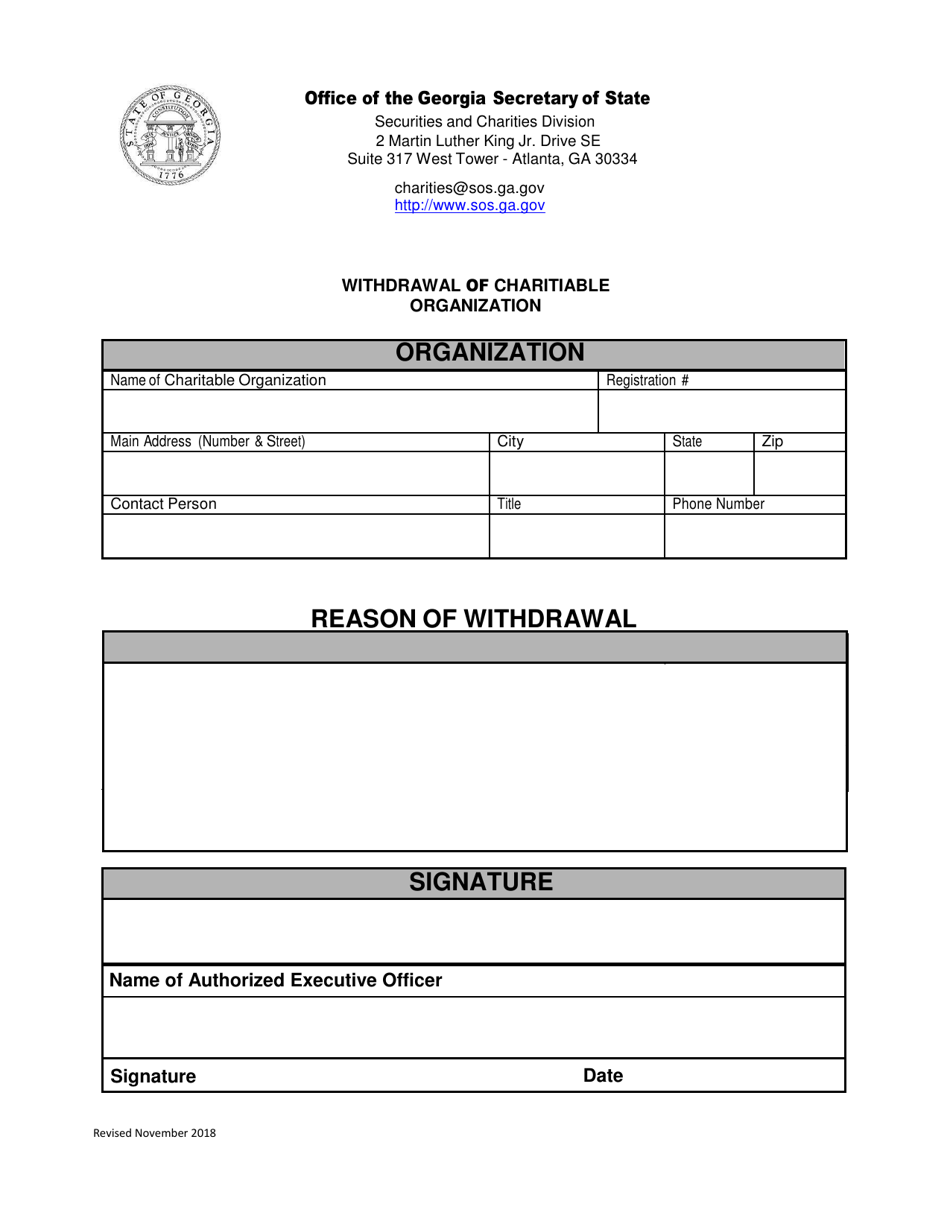 (United States) Withdrawal of Charitiable Organization Fill