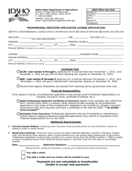 Document preview: Professional Pesticide Applicator License Application - Idaho