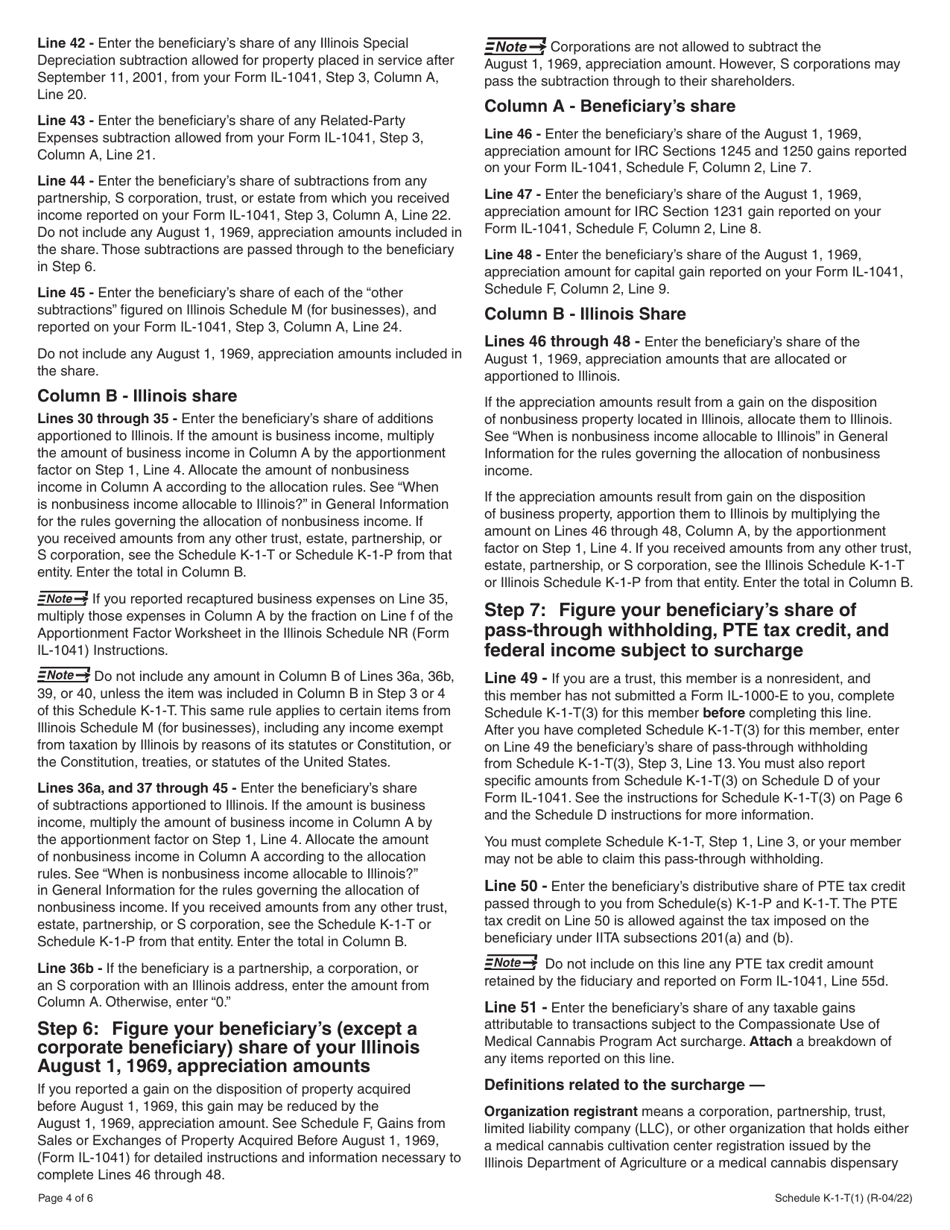 Instructions for Schedule K-1-T, K-1-T(3) - Illinois, Page 4