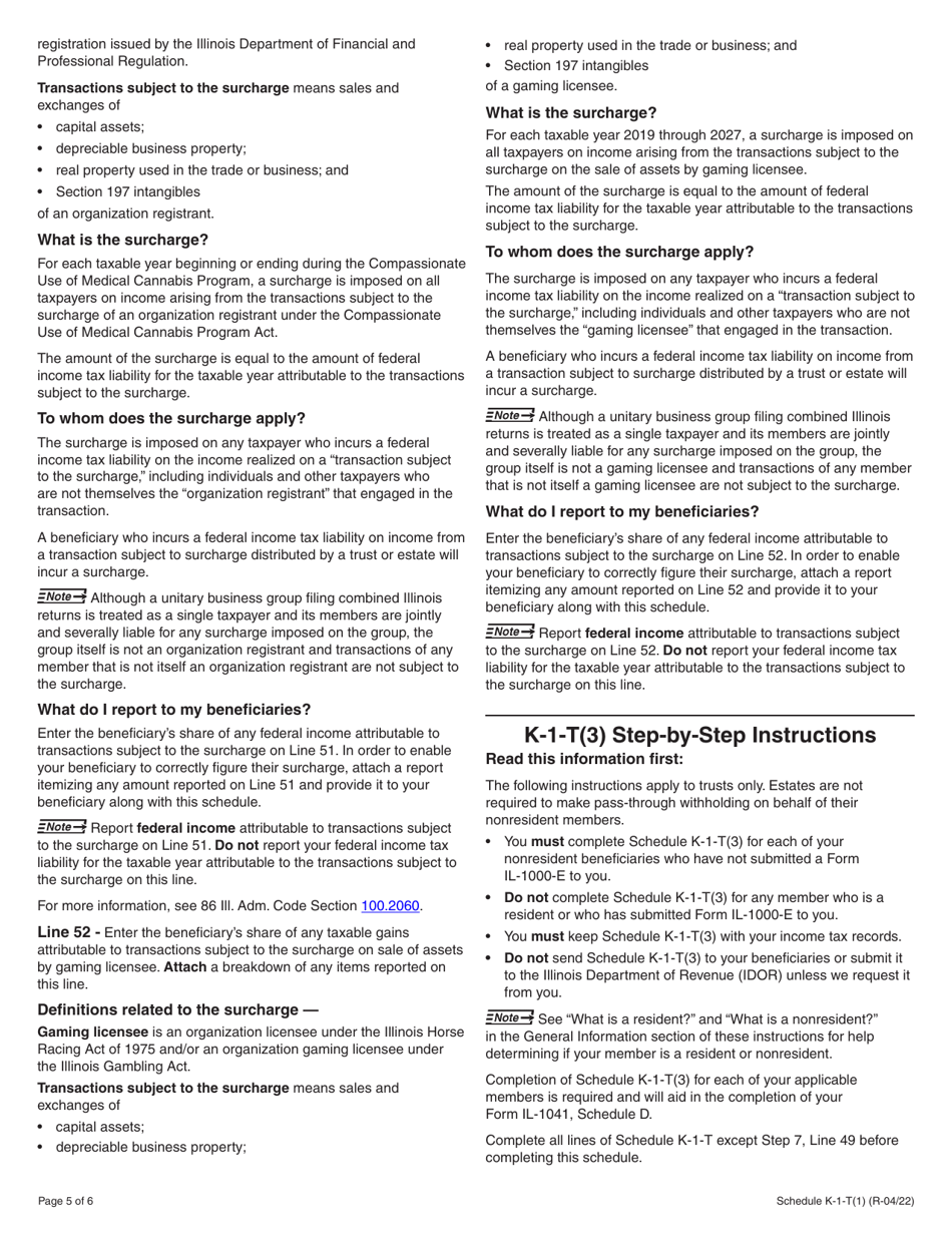 Instructions for Schedule K-1-T, K-1-T(3) - Illinois, Page 5