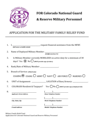 Application for the Military Family Relief Fund - Deployment Related Expenses - Colorado, Page 2