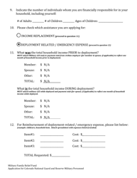 Application for the Military Family Relief Fund - Deployment Related Expenses - Colorado, Page 3