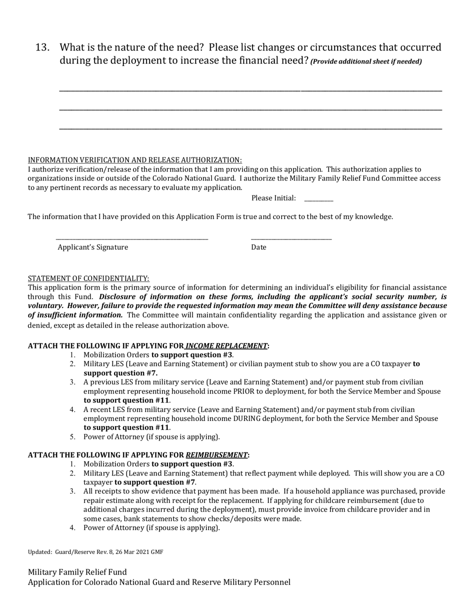 Application for the Military Family Relief Fund - Deployment Related Expenses - Colorado, Page 4