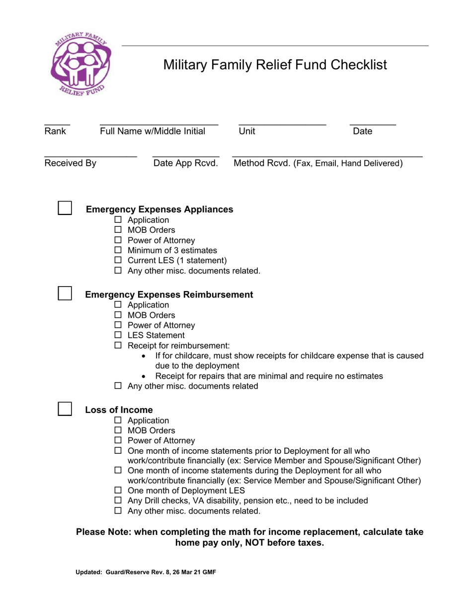 Application for the Military Family Relief Fund - Pay Differential - Colorado, Page 1