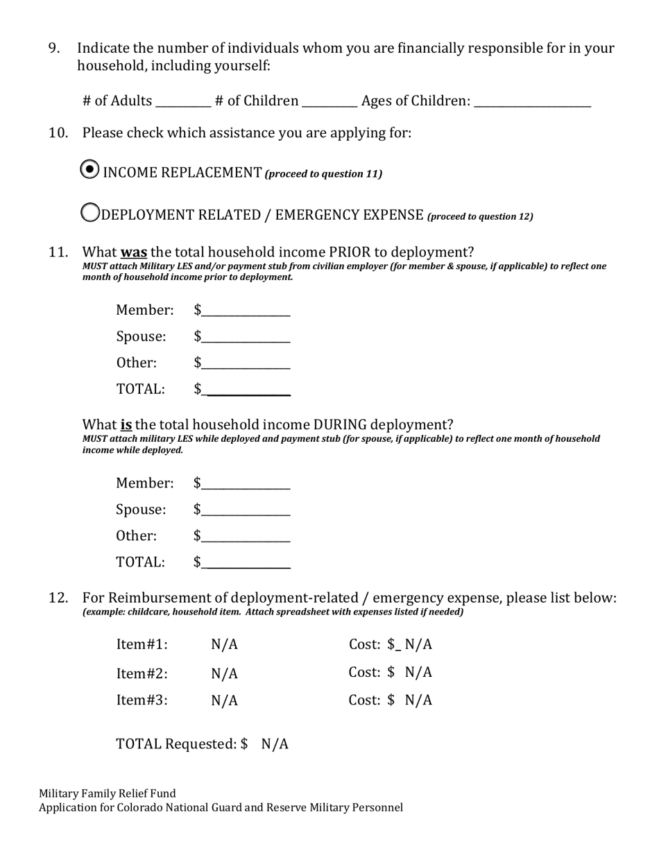 Application for the Military Family Relief Fund - Pay Differential - Colorado, Page 3