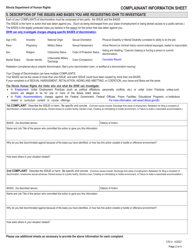 Form CIS-U Complainant Information Sheet (For All Cases Not Related to Housing Discrimination) - Illinois, Page 2